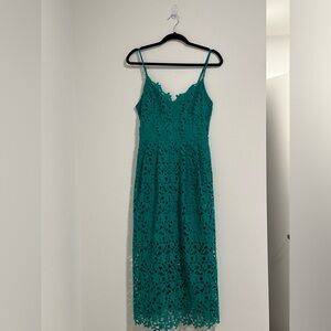 Astr Teal Lace Midi Dress